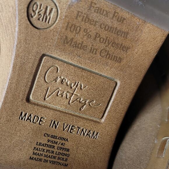 Crown Vintage Seloina Leather Sherpa Lined 3.5" Heeled Boots 9.5 - Picture 9 of 9